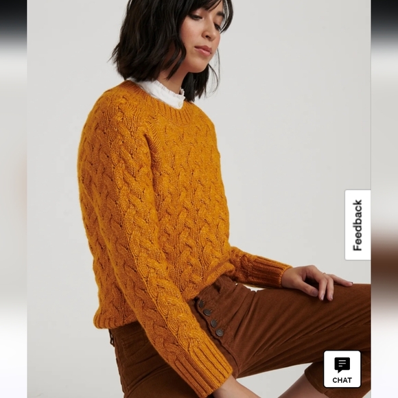 Lucky Brand Cable Knit Sweater in Warm Amber SIZE MEDIUM NWT - Picture 10 of 11